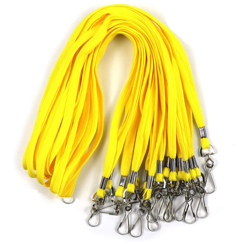 Beebel Lanyards 100 Pack Black Lanyards with Swivel Hook Clips for ID Name Badge Holder (Yellow, 100 Pack) - Image 1